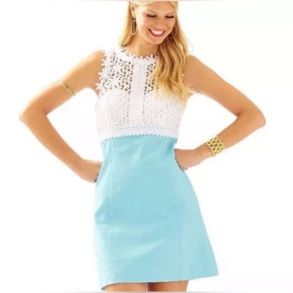 NWT Lilly Pulitzer Breakers Shift Mini Dress Breakwater‎ B Lace 20795 Size 12